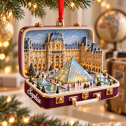 Personalized Louvre Pyramid Suitcase Christmas Ornament – Paris Travel Souvenir & Gift for Paris Lovers f9050a1c-561f-4889-a0a5-05c419511b7e-Louvre-Paris-holiday-travel-ornament-2.png