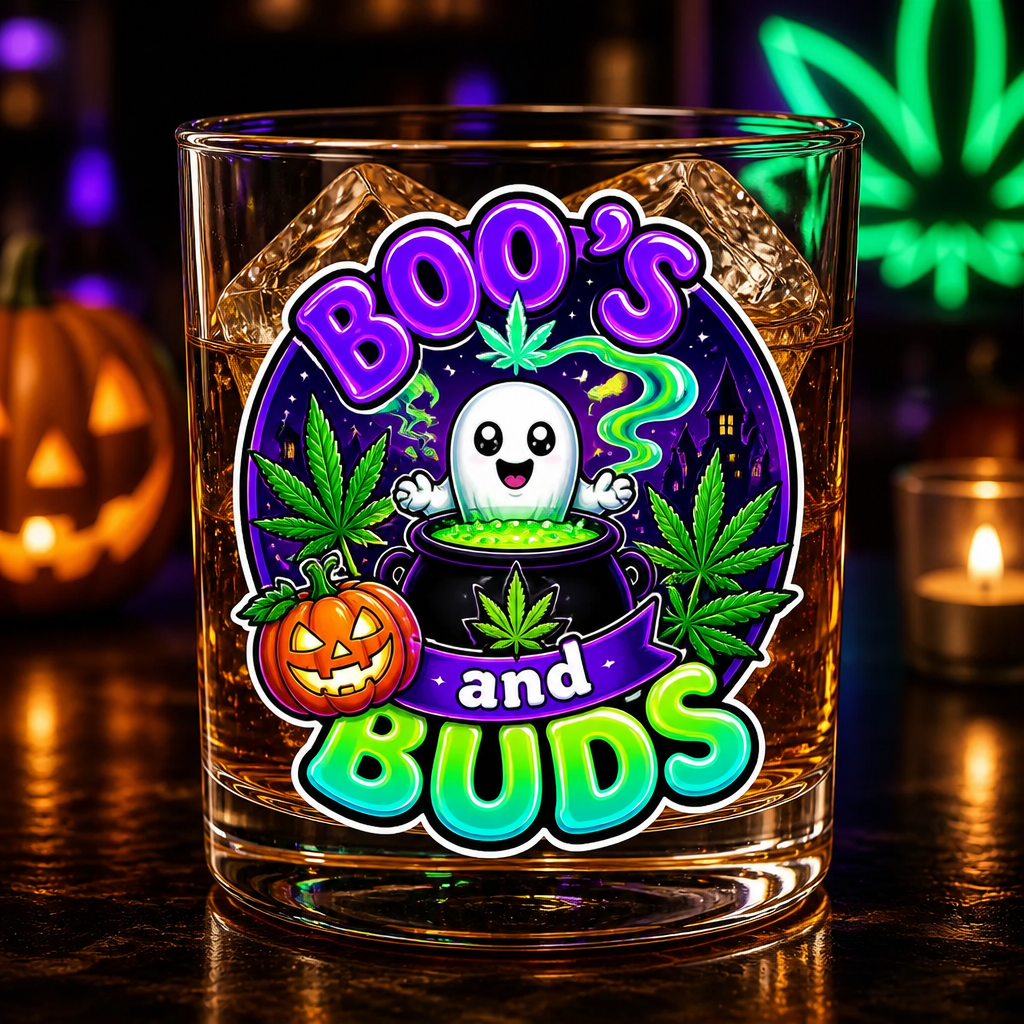Boo's and Buds Halloween Whiskey Glass - Whiskey Glass f90a077b-6fa4-4bf4-b43c-60299dfeb30f.png