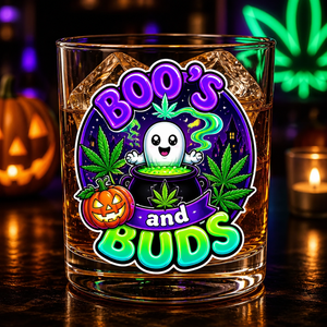Boo's and Buds Halloween Whiskey Glass - Whiskey Glass f90a077b-6fa4-4bf4-b43c-60299dfeb30f.png