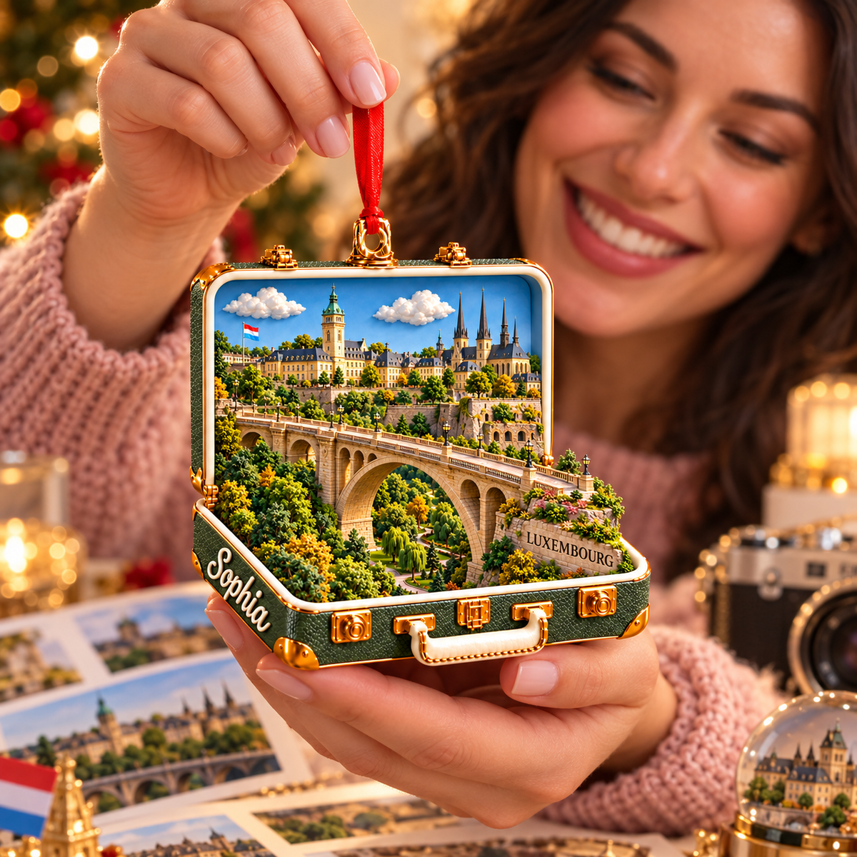 Personalized 3D Adolphe Bridge Suitcase Christmas Ornament – Luxembourg Travel Souvenir & Gift for Luxembourg Lovers f91ea969-3e54-4e3a-9ce0-74293b108e36-A-cherished-Luxembourg-suitcase-ornament-2.png