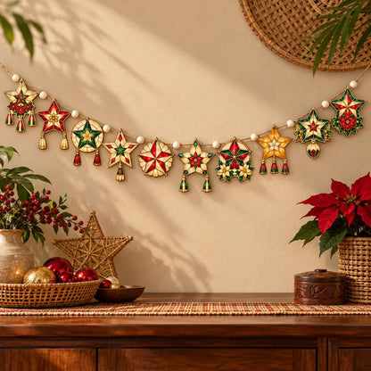 Wooden Garland: Filipino Christmas Parol Stars with Ivory Beads, Red Green Gold f9412b11-b17a-4c2d-9504-a616091cab69-dsffgre-1-.webp