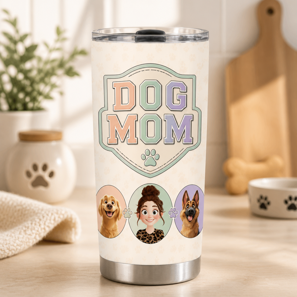 Custom Dog Mom Portrait Tumbler – Owner + 2 Dogs - Personalized Tumbler f9471582-24ec-4744-84c8-218fc758e72c.png