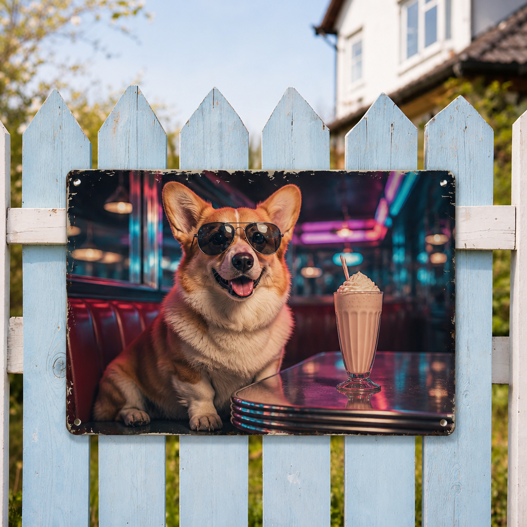 Cool Night Out Pet Portrait Metal Sign - Personalized Metal Sign f9566b7c-9281-4941-bce7-6c826db38841.png