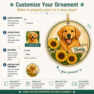 Golden Retriever Sunflower Pet Name Ornament - Personalized Ornament f96bdc00-9635-498e-ae36-4cf7aff7db00.jpg