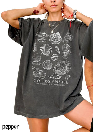 Seashell Bible Verse Shirt, Ocean Life Coastal Aesthetic, Women Faith Apparel, Comfort Colors Oversized Beach Tee, Baptism Teen Girl Gift f9a17418-b392-4985-8d0e-f08ab1cb56ae-ghfh-2-.webp
