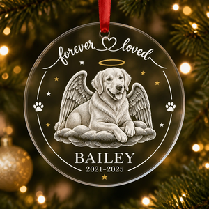 Forever Loved Pet Memorial Transparent Acrylic Ornament — Custom Photo, Name & Years - Personalized Transparent Acrylic Ornament f9c017e8-bcb2-4aee-bfe4-e09999d6d9c5.png