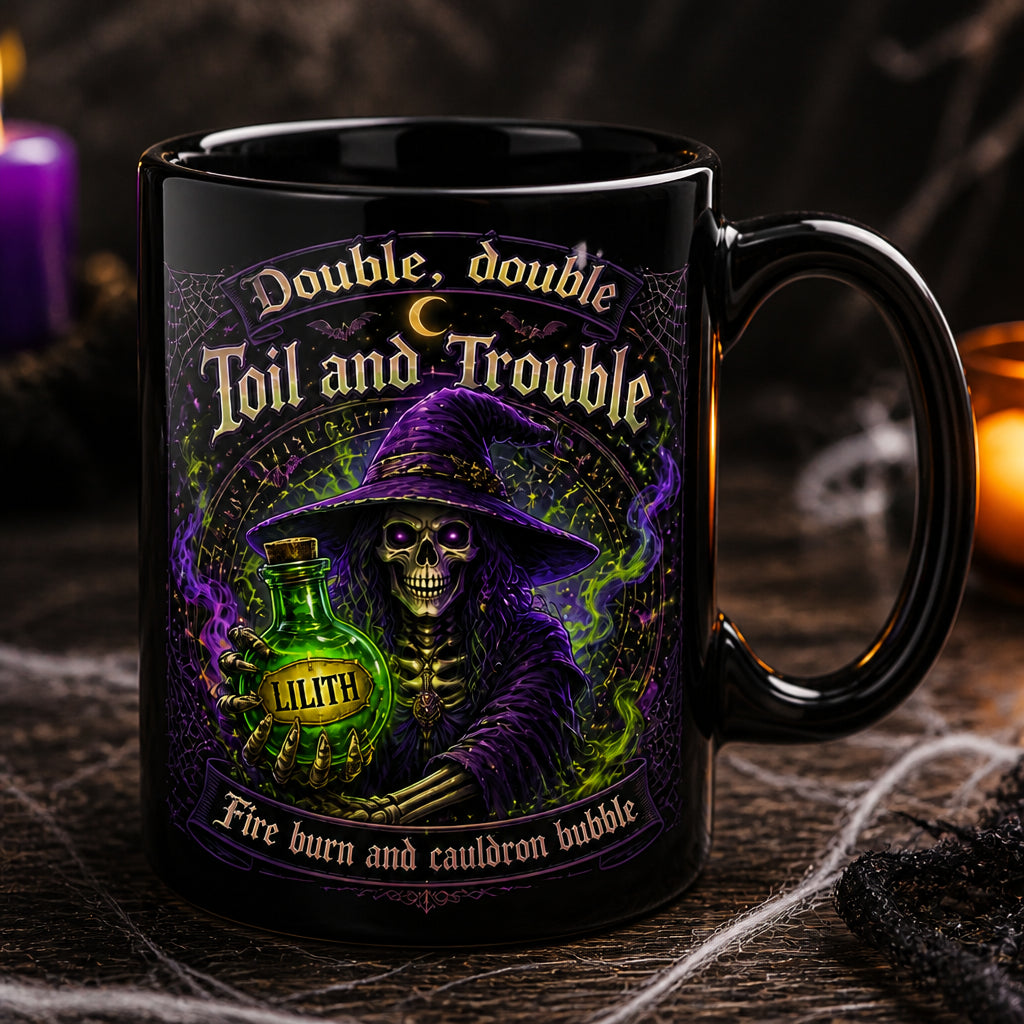 Personalized Cauldron Mug – Double, Double Toil and Trouble (Name on Potion) - Personalized Halloween Black Ceramic Witch Mug f9c54a78-09cb-4c18-aa0f-79fcc6c8f68b.jpg
