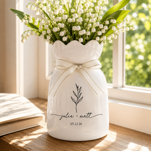 Custom Engagement Gifts Flower Vase,Wedding Vase Gift,Ceramic Flower Vase for Wedding,Gift for Newlyweds,Wedding Anniversary Gift for Couple