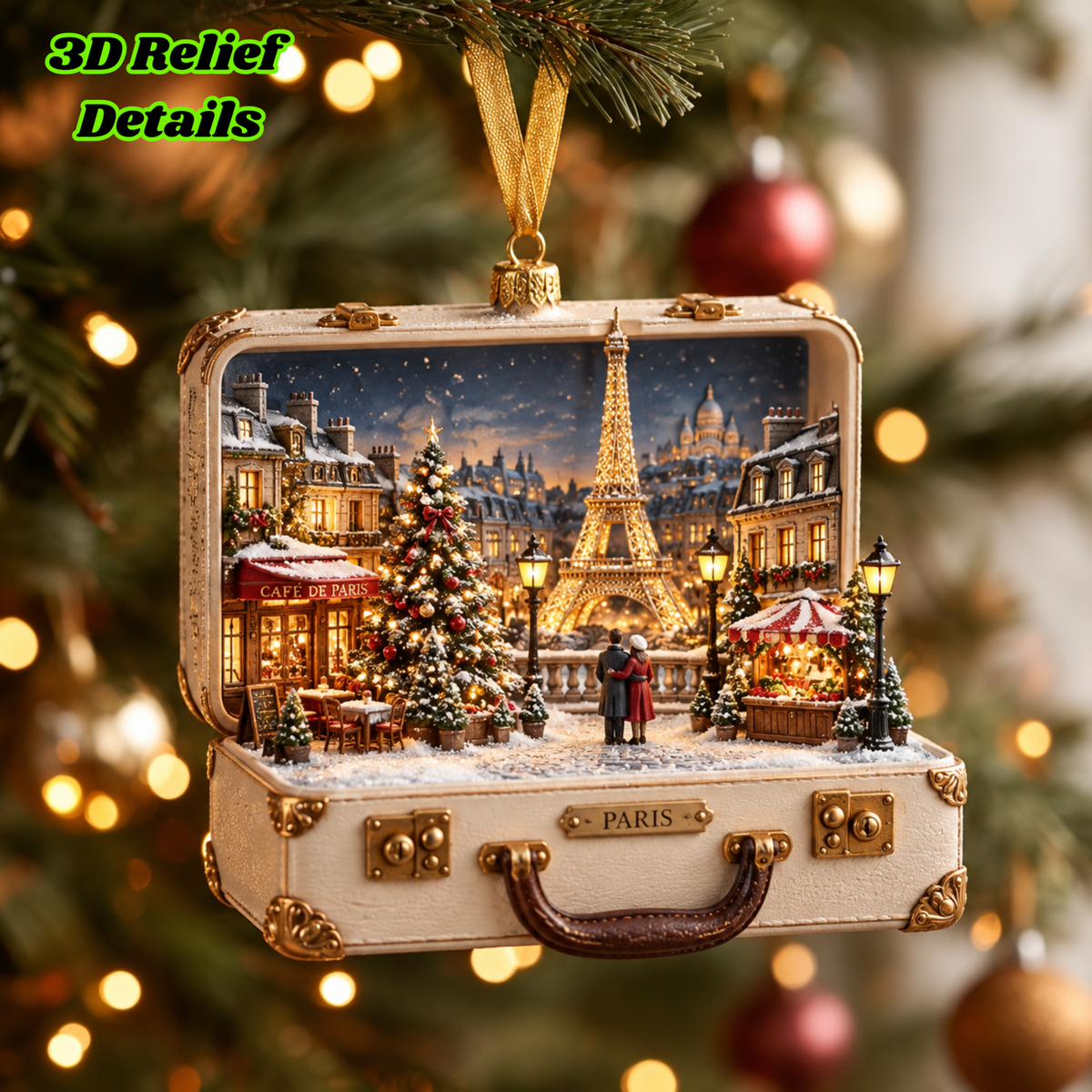Paris Memories 3D Suitcase Ornament – Personalized Name Christmas Gift for Couples & Travelers f9fa5207-f8f3-4d96-bf1d-e22ede633e03-mockup-annotated-1789439969006.png