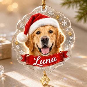 Custom Pet Photo Santa Hat Name Ornament - Personalized 1 Layered Suncatcher with Charm f9fd2f59-4f95-476b-8c60-9e1c01438cd3.jpg