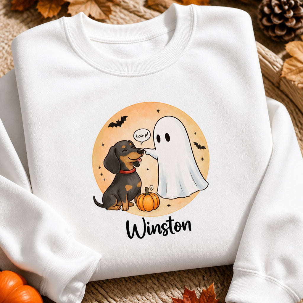 Boo‑p Dachshund Ghost Personalized Sweatshirt - Personalized Sweatshirt fa02a8ed-d0b3-4908-af47-0d602e1a44a1.jpg