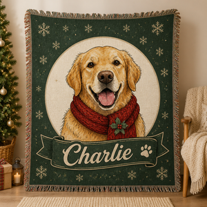 Custom Pet Portrait Holiday Blanket with Name - Personalized Blanket fa03693d-a3a8-4a95-97c4-2c28d52cd839.png