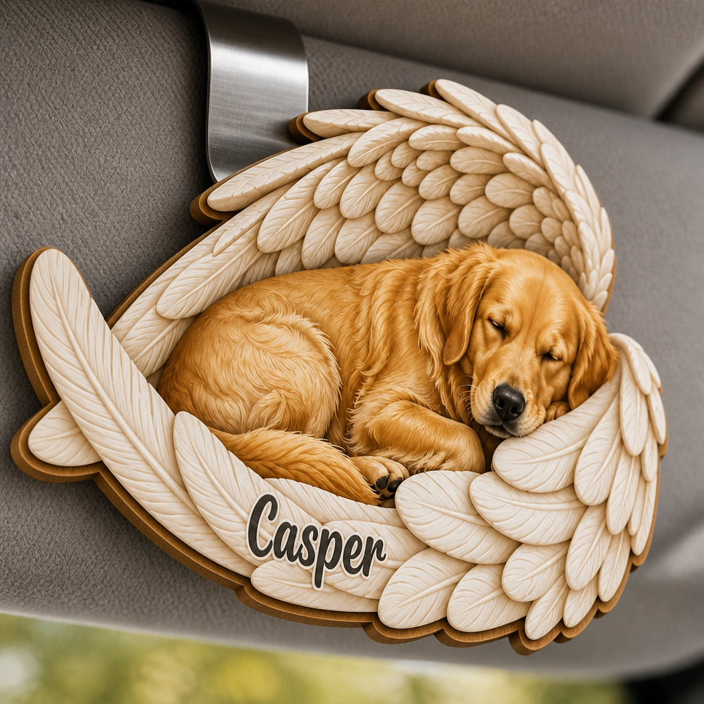 Angel Wings Pet Memorial Car Visor Clip – Photo-to-Art + Name - Personalized Wooden Car Visor Clip 2 Layer fa06ce1d-7f63-4e49-8957-b83189908b6a.jpg