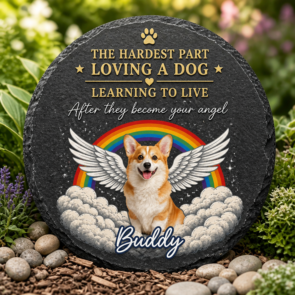 Angel Dog Memorial Stone – Rainbow Wings Pet Photo + Name - Personalized Slate Memorial Stone fa23279a-77b5-411f-b096-cab9fdb65faa.png