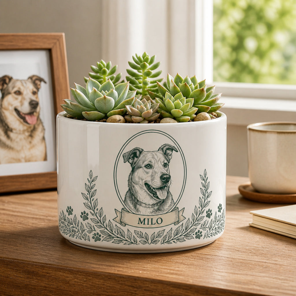 Custom Pet Portrait Planter with Name — Botanical Cameo - Personalized Plant Pot & Vase fa2f1e6e-c662-4ecb-9fec-d80f5bc388d4.jpg