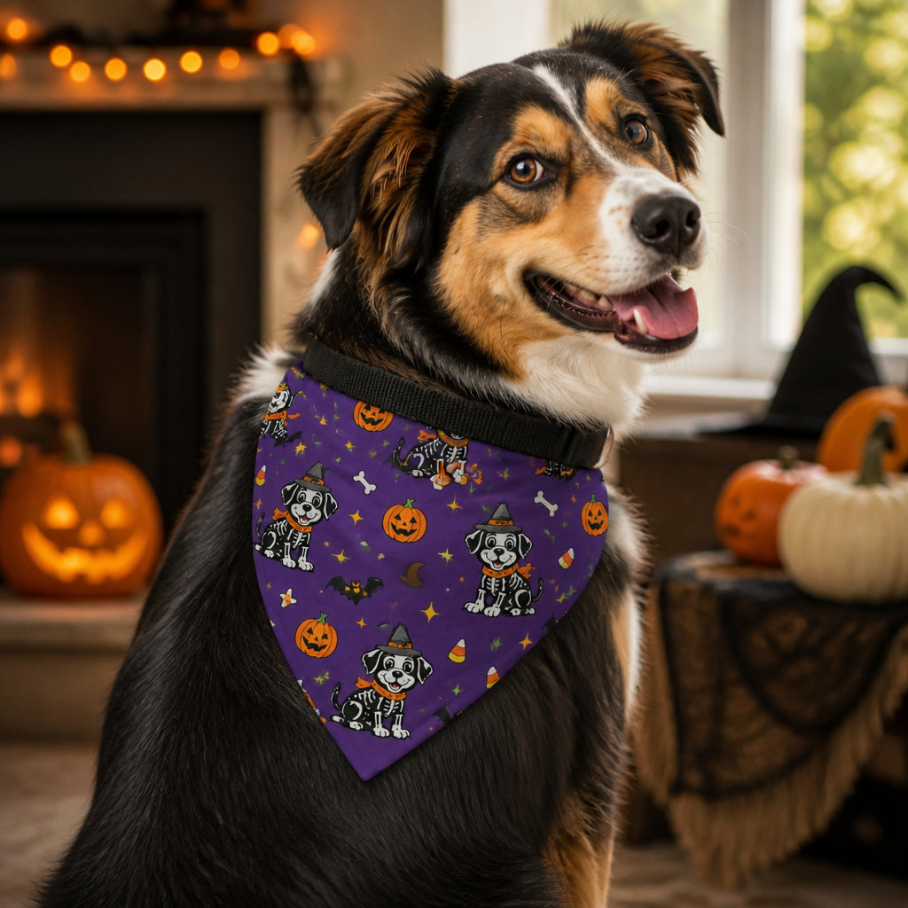 Spooky Skeleton Pup Halloween Pet Bandana - Pet Bandana Collar With Adjustable Buckle fa47045a-608b-497d-9658-db66c76bbe39.jpg
