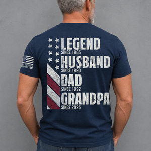 Custom Legend Husband Dad Grandpa T-Shirt Now with Personalized Sleeve Print