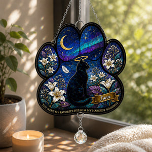 Paw Stained-Glass Cat Memorial Suncatcher — Name Personalization - Personalized 1 Layered Suncatcher with Charm fa57cd0d-ec92-4c99-a047-6eaaac9922de.jpg