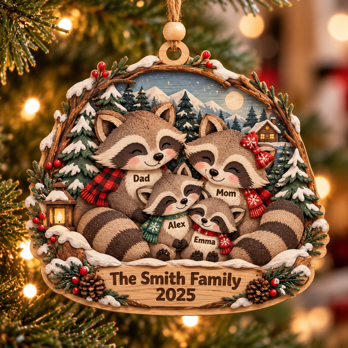 Personalized Raccoon Family Layered Wood Christmas Ornament, Custom Family Name Raccoon Ornament, Woodland Animal Family Keepsake, Christmas Gift 2026 fa874b85-89fb-4de6-97b0-ea7701343842-Smith-Family-Raccoon-Ornament.png