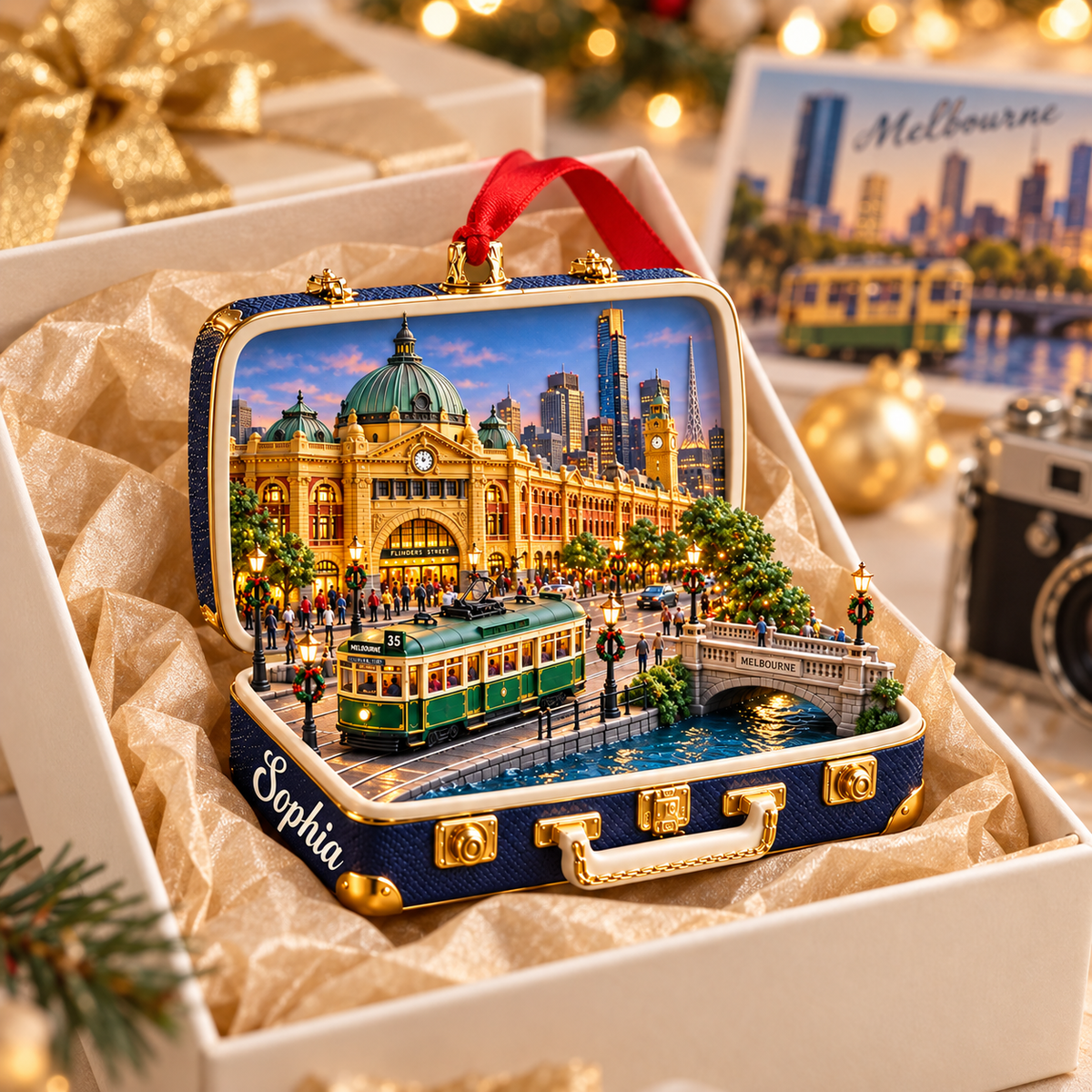 Personalized 3D Melbourne Christmas Suitcase Ornament with Tram – Melbourne Australia Travel Souvenir & Gift for Melbourne Lovers fa97d4df-eeac-4ae0-b1ff-bc38f49f7d12-Melbourne-Suitcase-Ornament-in-Gift-Box-3.png