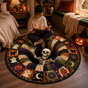3D Effect Illusion Skull Vortex Quilted Round Rug, Halloween Horror Skeleton Carpet, Quilt Floor Mat, Living Room Bedroom Decor, Spooky Gift faad594e-cd62-4b61-adf4-d2d8235cab06-8.jpg