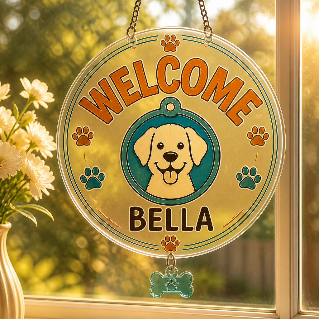Welcome Pet Name Doormat – Dog Paw Edition - Personalized 1 Layered Suncatcher with Charm fab28d87-7c24-4043-aa23-448373d25e2d.jpg