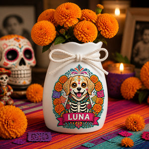 Custom Day of the Dead Pet Portrait Vase – Photo to Calavera Art with Name - Personalized Plant Pot & Vase fae1dfe1-4f58-484c-b43f-5e2a5224241b.jpg