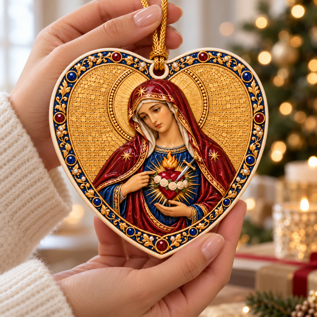 Ave Maria – Immaculate Heart of Mary 3D Ceramic Ornament | Baroque-Inspired Home Décor & Catholic Gift, Christmas Gift fae7732e-d4d6-4273-b933-cfd56a70ceca-Tr-i-tim-c-M-trong-i-tay-2.png