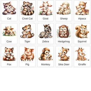 Personalized Heart Shape Acrylic Plaque | Custom Mom & Kid Names Cute Animal Design Desk Decor | 1st Mother's Day Birthday Gift