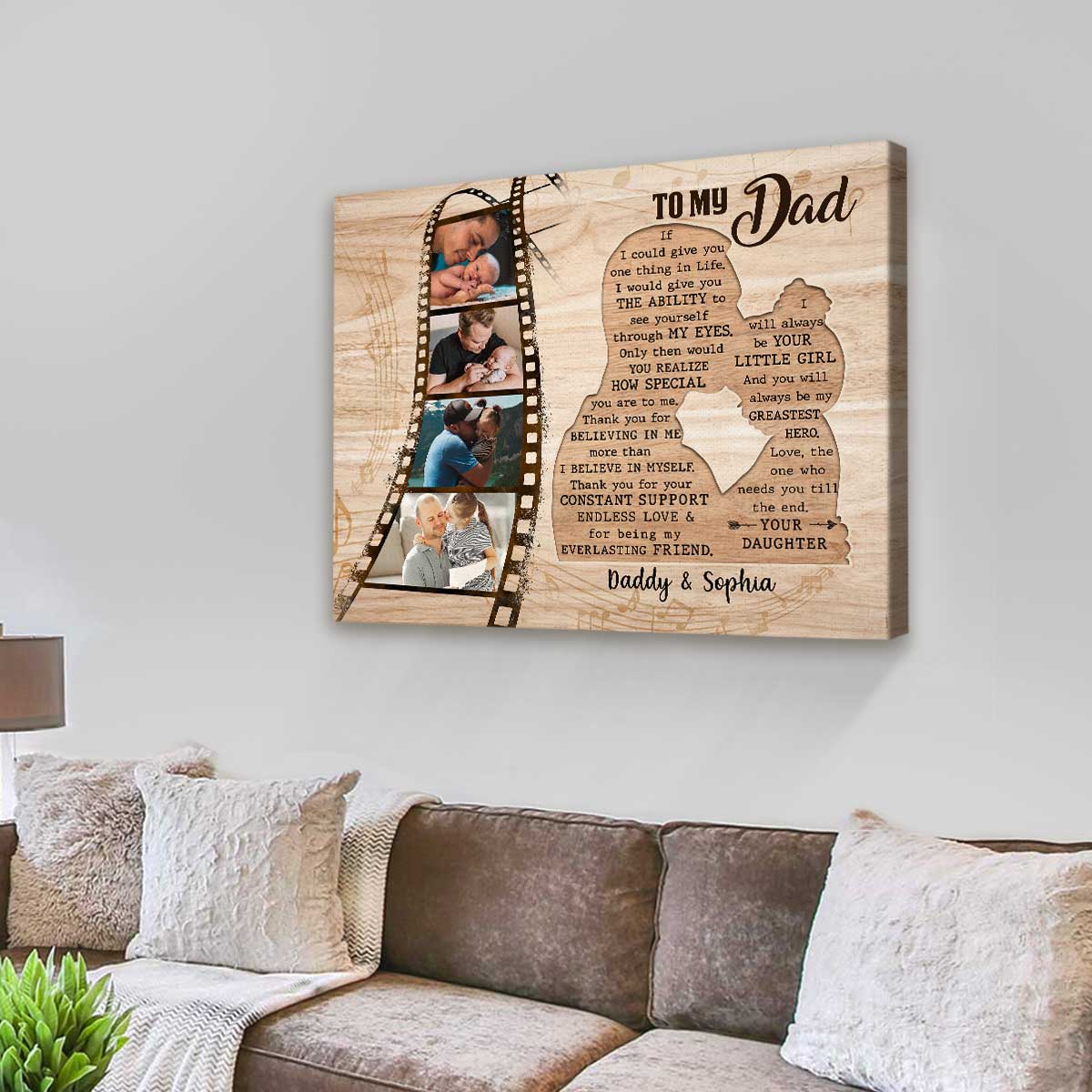 Father Daughter Gifts for Dad, Personalized Fathers Day Gift From Daughter, To My Dad If I Could Give You One Thing In Life Canvas Print
