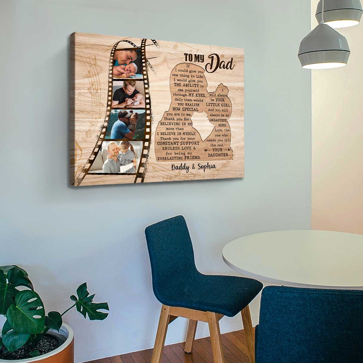 Father Daughter Gifts for Dad, Personalized Fathers Day Gift From Daughter, To My Dad If I Could Give You One Thing In Life Canvas Print