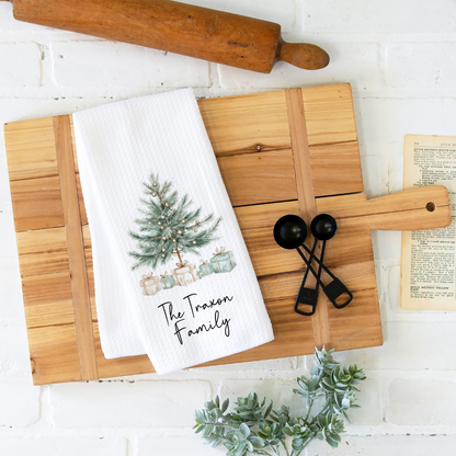 Personalized Christmas Tree Towel, Merry Christmas Waffle Weave Dish Towel, Holiday Tea Towel Kitchen Decoration, Gift for Newlyweds fb04bd6e-3028-48d5-8146-1e4a17fe981a-7.png
