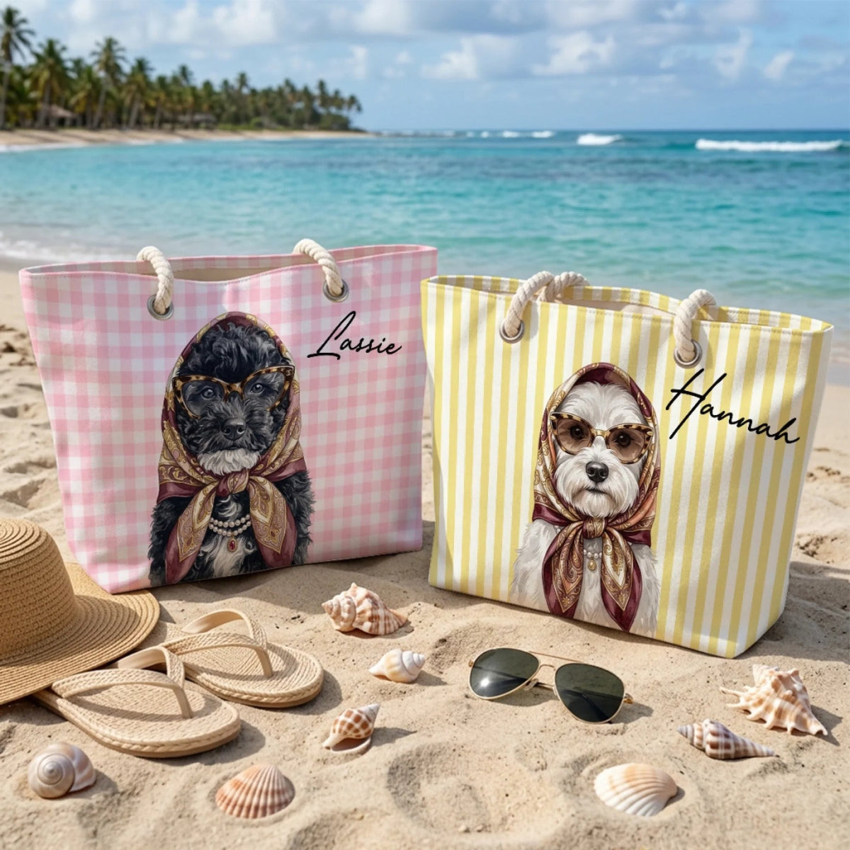 Beachside Barkers With Scarf - Personalized Beach Bag - Summer Gift For Dog Lovers fb08cbb1-0f7e-4ca7-9409-c1ff1e9d501b-4.jpeg