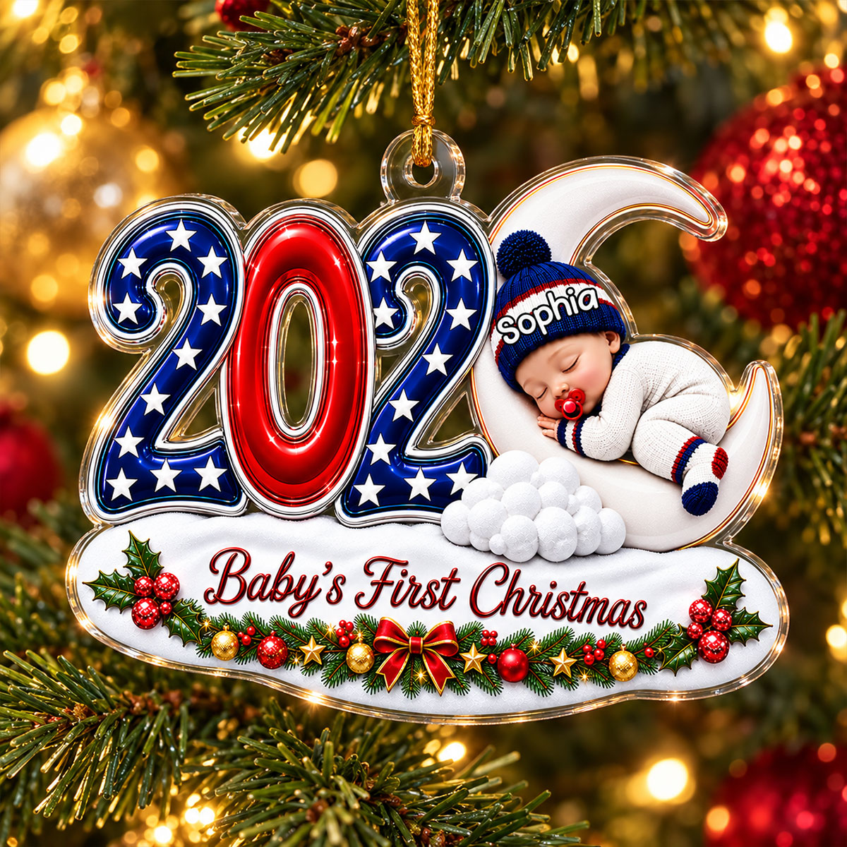 Little Baby First Christmas Baby First Christmas 250th Ornament - Personalized Acrylic Ornament fb2b0b11-a75c-4da2-a4c5-0341f6d97ab6-2-1-.jpg