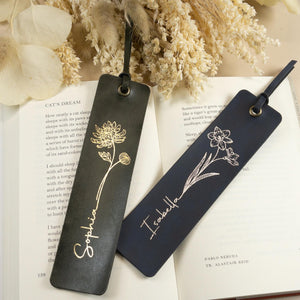 Custom Leather Bookmark with Birth Flower, Personalized Birthday Gift for Book Lovers, Bridesmaid Gift, Wedding Gift fb357087-2e51-49e2-ae69-0b8b5625bb70-4.jpg