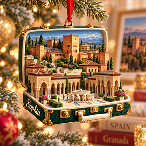 Personalized 3D Alhambra Suitcase Christmas Ornament – Granada Spain Travel Souvenir & Gift for Spain Lovers fb5219d9-71c2-438a-8c0f-d5729016756a-Emerald-Alhambra-Christmas-Ornament-1.png