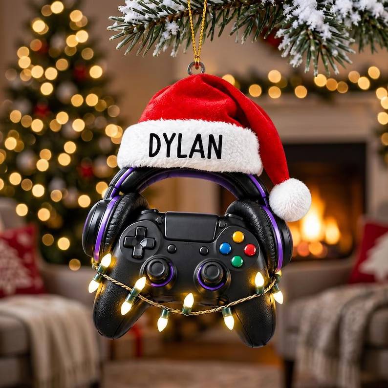 Personalized Gamer Christmas Ornament With Custom Name Santa Hat, Gaming Controller Headset Holiday Tree Decor, Unique Gift For Him fb52c0c4-22b2-452e-8d65-3204777bcb23-tyyty-4-.jpg