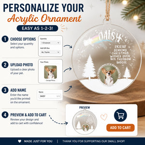 Rainbow Bridge Pet Memorial Christmas Ornament — Photo + Name - Personalized Transparent Acrylic Ornament fb673c41-f8a3-4f60-9d7f-5e39286a9364.jpg