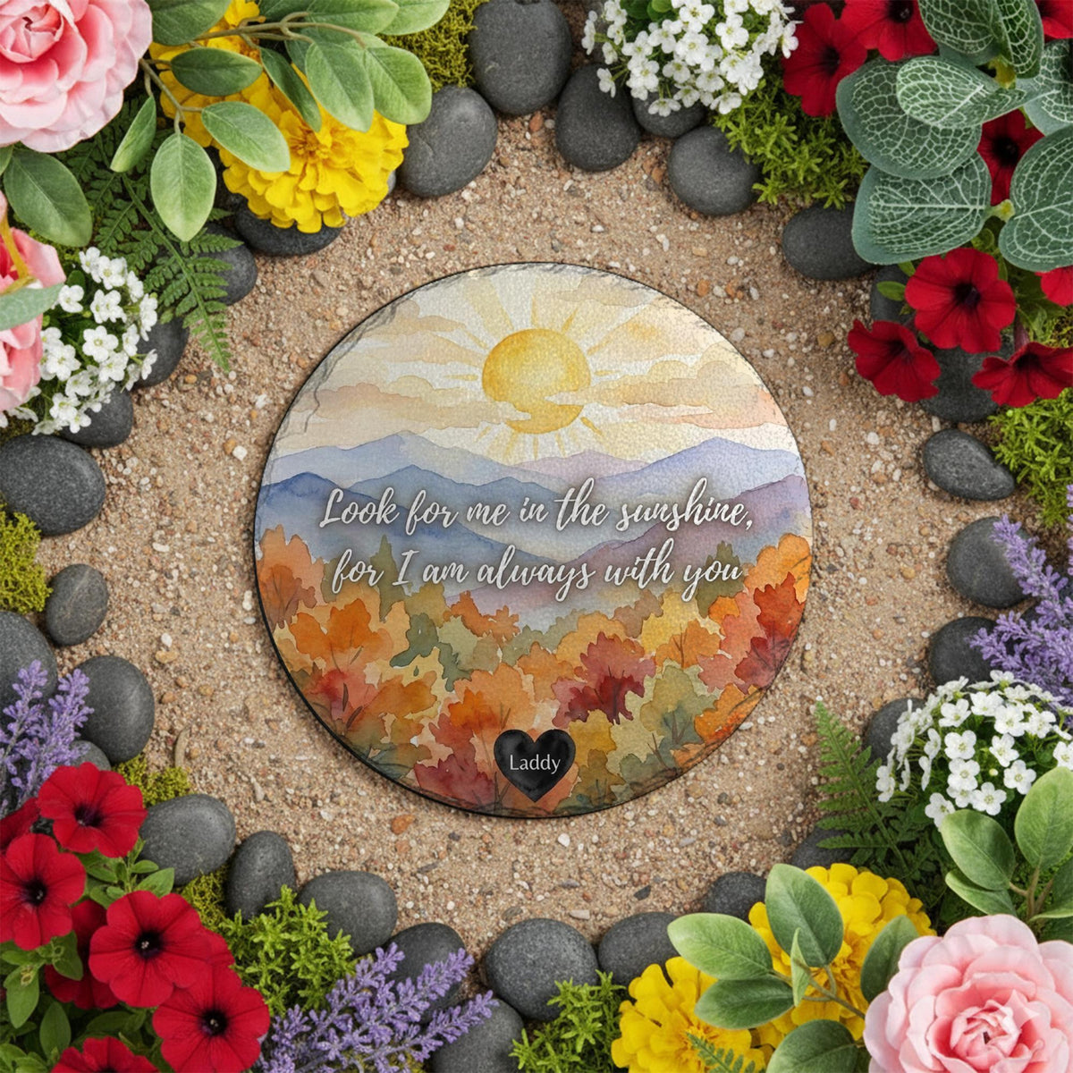 Look For Me In The Sunshine Memorial Stone: Personalized Watercolor Landscape Garden Plaque fb738707-f267-4205-89e4-037fdf137c6e-2.jpg