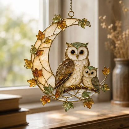 Owl Glass Suncatcher, Crescent Moon Window Hanging, Celestial Bird Decor, Stained Glass Style Gift for Nature Lovers fb7d516b-0625-4cd1-a5e0-21e5b9afacf5-fdddfdfdbggf-1-.webp