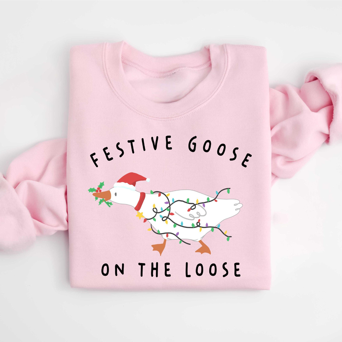 Festive Goose On The Loose Christmas Funny Goose Holiday Sweatshirt, Cute Xmas Duck Shirt, Silly Goose Hoodie, Xmas Gift For Her Shirt fb8457c2-9525-43a3-a768-00077f2854cf-2.png
