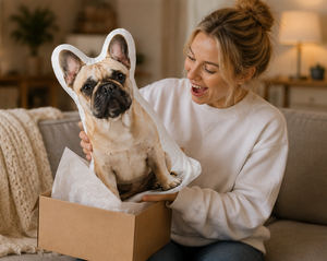 Personalized Pet Photo Pillow, Custom Dog Portrait Pillow, Pet Face Cushion, Dog Mom Gift, Pet Memorial Keepsake fb9424f1-e94b-4588-b169-9213e06dd47b-mockup_4_happy_gift_receiver.png