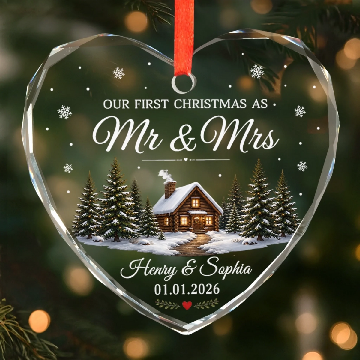 Custom First Christmas Heart Glass Ornament - Personalized Anniversary Christmas Wedding Gifts For Husband And Wife, Him And Her - Mr And Mrs Christmas fb9976e6-63e6-4c17-aa98-51342ccf411c-banner-2.png
