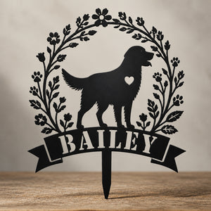 Personalized Dog Garden Stake – Wreath Silhouette with Name - Personalized Cut Metal Sign fb9bce77-9335-4cec-9378-695600601d76.jpg