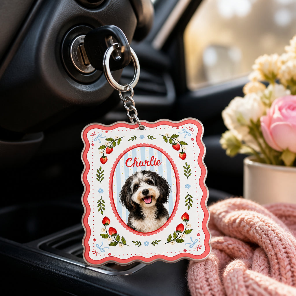 Custom Pet Photo Strawberry Keychain - Personalized Acrylic Tag Keychain fbac4f49-9aa6-483d-bd8d-09425b505236.jpg