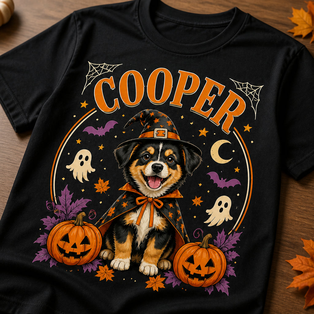 Halloween Witch Pup Personalized Name Tee - Personalized T-shirt fbd1ec11-4b49-4200-ac8b-6759254bd428.jpg