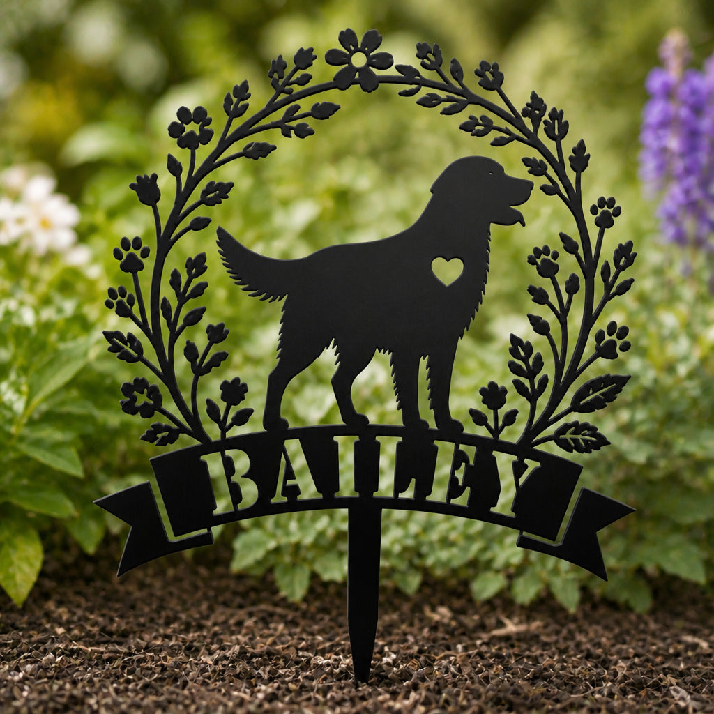 Personalized Dog Garden Stake – Wreath Silhouette with Name - Personalized Cut Metal Sign fbd431bd-042a-47ca-9f59-c0d22eee3f0f.jpg