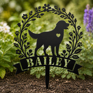 Personalized Dog Garden Stake – Wreath Silhouette with Name - Personalized Cut Metal Sign fbd431bd-042a-47ca-9f59-c0d22eee3f0f.jpg