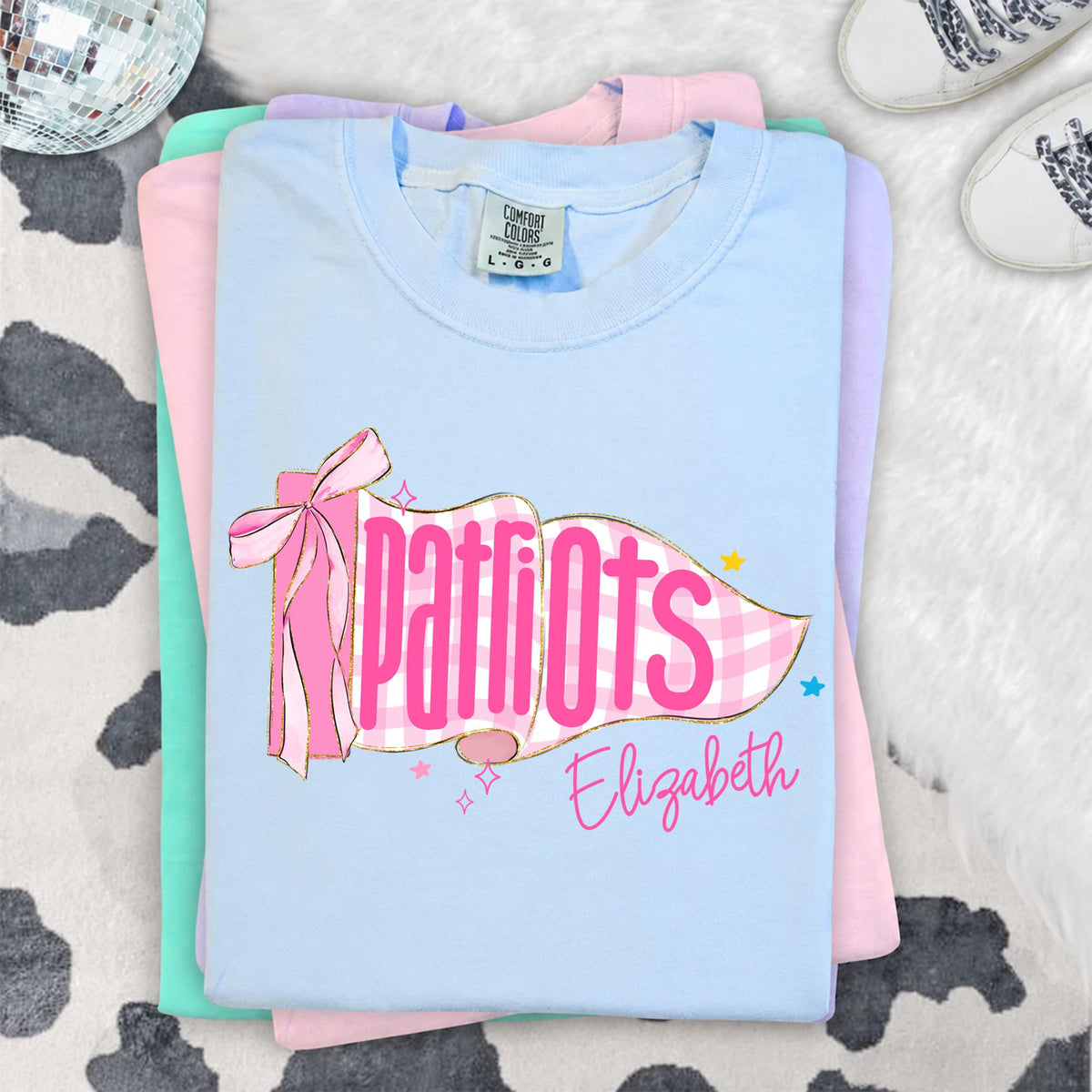 Custom School Spirit Shirts, Preppy Pennants Flag TShirt, Girly Coquette Mascot Pennant Flag, Back To School Tee, Matching Team Shirts fbd47b00-457f-4cd7-9bbb-021422deb5ad-9.jpg