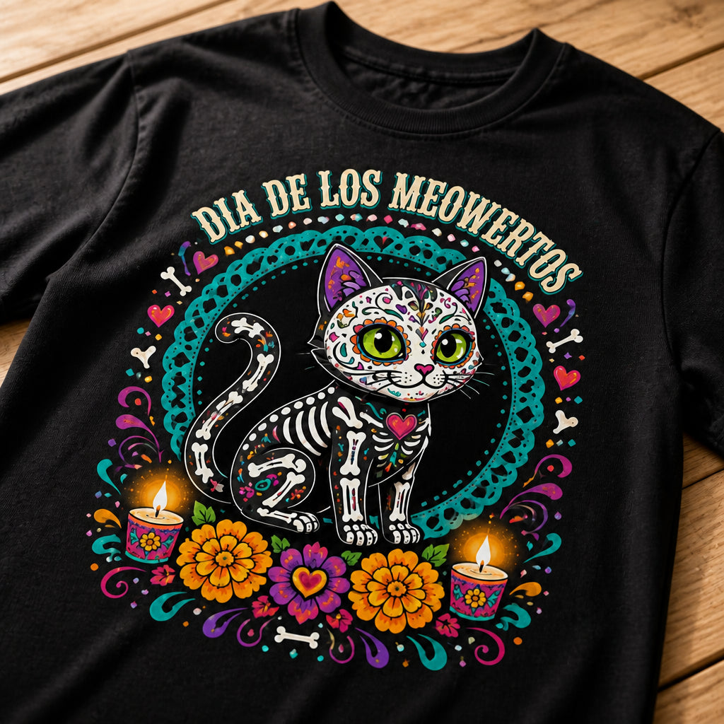 Dia De Los Meowertos Calavera Cat Tee - T-shirt fbdf10bf-e58e-4d77-9bd5-9b0db0aa9b2d.jpg